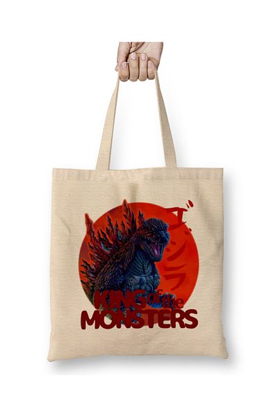 Baskı Dükkanı Godzilla King Of The Monsters 08 υφασμάτινη τσάντα με μακριά λαβή