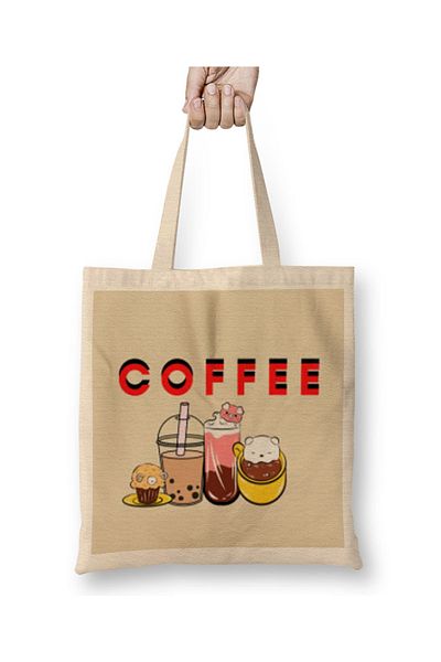 Baskı Dükkanı CAT Funny Coffee Drinks Art Lover Gift Quote - Vntage ρετρό υφασμάτινη τσάντα σε στυλ ουράνιου τόξου με μακριά λαβή
