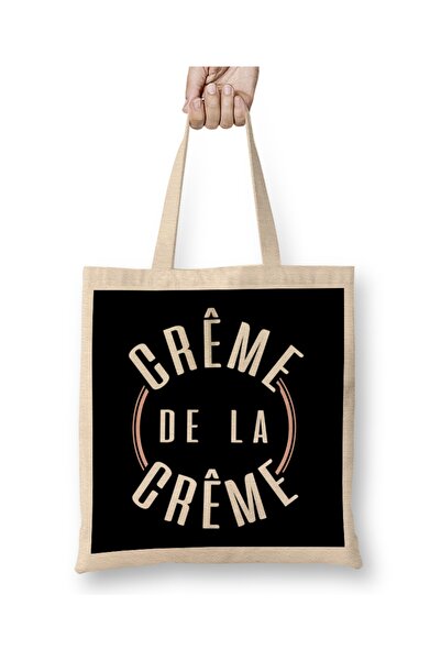 Baskı Dükkanı Francuski slogan Creme De La Creme tkanina Torba duga Sa ručkom