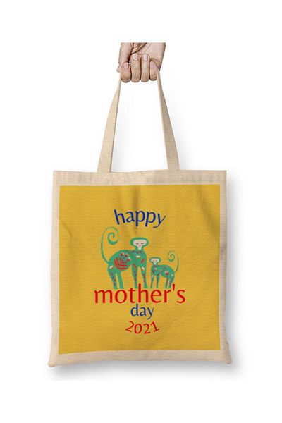 Baskı Dükkanı Mothers Day 2021 CUTE MOM υφασμάτινη τσάντα με μακριά λαβή
