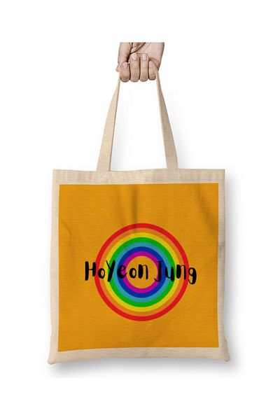 Baskı Dükkanı HoYeon Jung? ?? - Geantă din pânză în stil retro curcubeu cu mâner lung