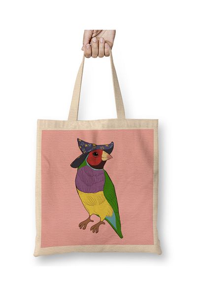 Baskı Dükkanı Gouldian Finch Wizard 04 υφασμάτινη τσάντα μακριά λαβή