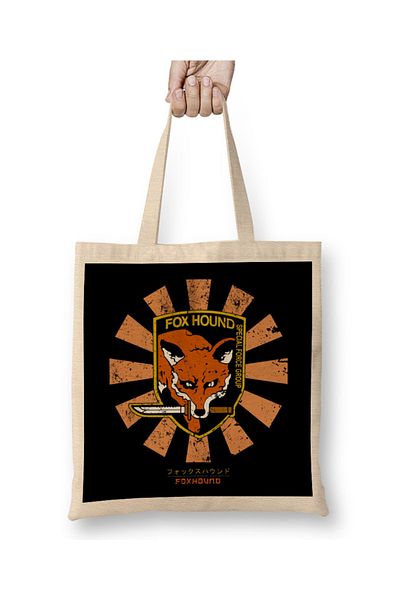 Baskı Dükkanı Foxhound Retro Japanese Metal Gear Συμπαγής υφασμάτινη τσάντα με μακριά λαβή