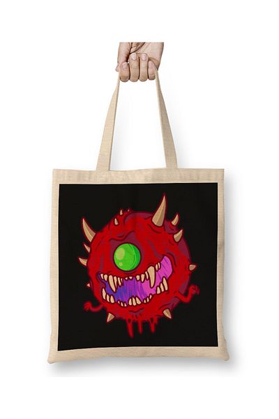 Baskı Dükkanı Υφασμάτινη τσάντα Doom 4 Doom Cacodemon με μακριά λαβή