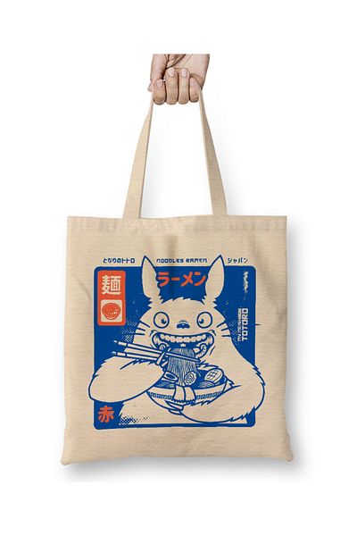Baskı Dükkanı Υφασμάτινη τσάντα Totoro Ramen με μακριά λαβή