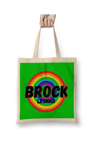 Baskı Dükkanı Brock Lesnar- Vintage Retro Rainbow Style Warriors Design Wrestlers-geantă din pânză cadou cu mâner lung