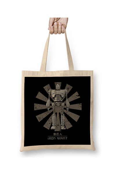 Baskı Dükkanı Geantă din pânză japoneză retro Iron Giant cu mâner lung