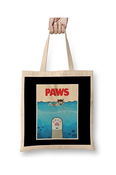 Baskı Dükkanı Parodija na "Jaws" - Paws Jaws poster, parodija na tkanini Torb...