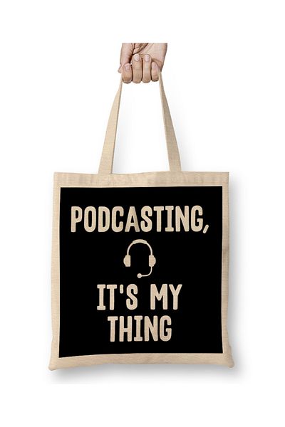 Baskı Dükkanı Χαριτωμένο Podcasting, It's My Thing Podcast Addicts υφασμάτινη τσάντα με μακριά λαβή
