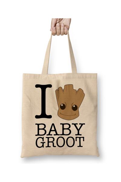 Baskı Dükkanı Volim Baby Groot Čuvari galaksije Tkanina Torba Duga Sa ručkom
