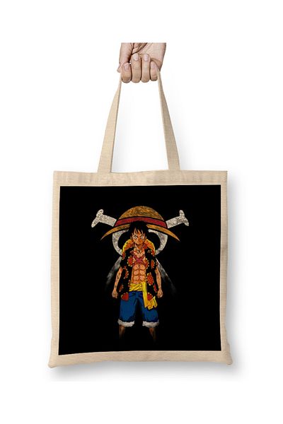 Baskı Dükkanı Gomu Gomu One Piece Anime υφασμάτινη τσάντα με μακριά λαβή