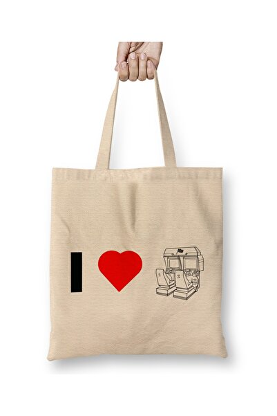 Baskı Dükkanı I Heart Arcades Sitdown Racer Edition Tkanina Torba Duga Sa ručkom