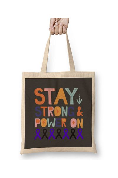 Baskı Dükkanı STAY STRONG POWER ON CROHN'S & COLITIS AWARENESS Warrior Geantă din pânză de neîntreruptibil cu mâner lung