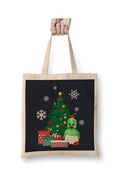 Baskı Dükkanı Orvil Patka Oko Božićnog Drvca Tkanina Torba Duga Sa ručkom