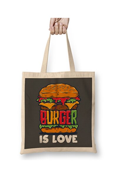 Baskı Dükkanı Burger Is Love Cloth Torba Long Sa ručkom