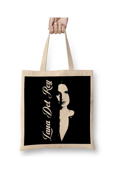 Baskı Dükkanı Geantă din pânză cu design alb Lana Del Rey cu mâner lung