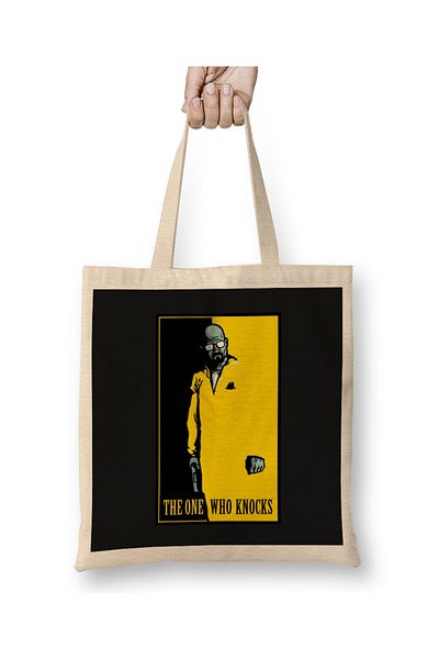 Baskı Dükkanı Breaking Bad The One Who Knocks υφασμάτινη τσάντα με μακριά λαβή