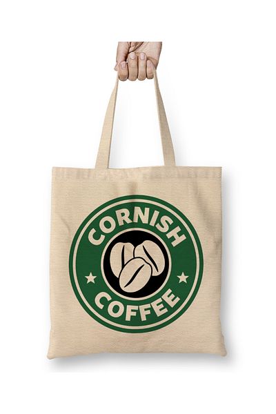 Baskı Dükkanı Cornish υφασμάτινη τσάντα καφέ με μακριά λαβή