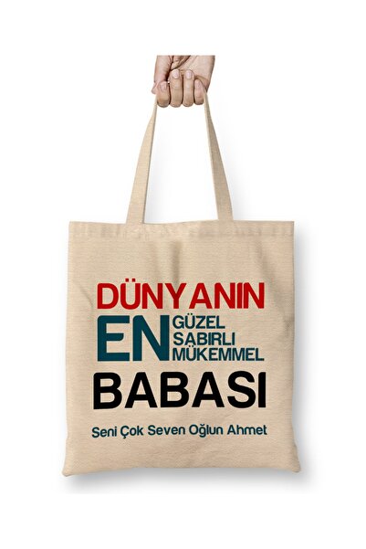 Baskı Dükkanı Poklon za Očev dan za tatu 08 Tkanina Torba Dugačka Sa ručkom