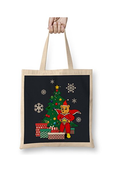 Baskı Dükkanı SuperTed Oko Božićnog Drvca Tkanina Torba Duga Sa ručkom