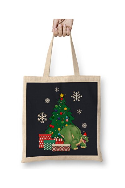 Baskı Dükkanı S Pike Oko božićnog drvca Zemlja pre vremena Tkanina Torba Duga...