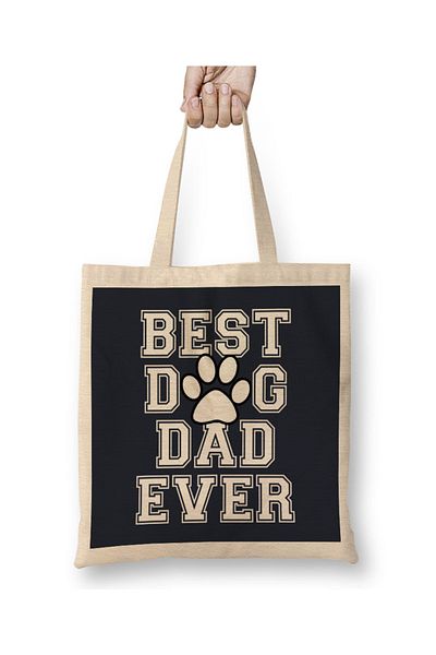 Baskı Dükkanı Paws Best Dog Dad Ever υφασμάτινη τσάντα με μακριά λαβή