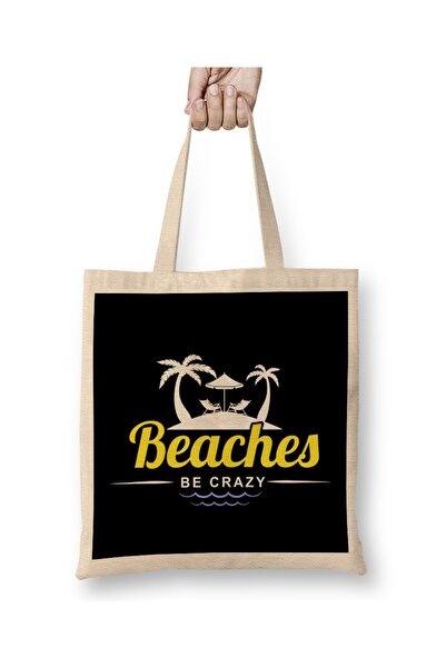 Baskı Dükkanı Smešne plaže, budite ludi, igra reči, plaža, odmor, odeća Torba...