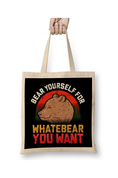Baskı Dükkanı Αστείο αρκουδάκι για το Whatebear You Want Παίζοντας υφασμάτινη τσάντα με μακριά λαβή
