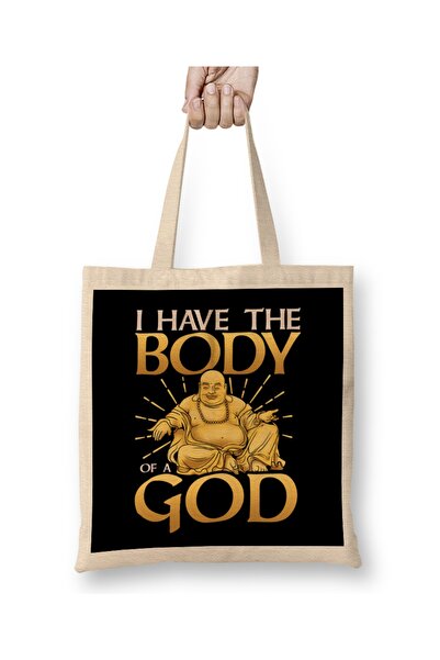 Baskı Dükkanı مضحك لدي جسم الله بوذا نكتة بون حقيبة قماش مقبض طويل