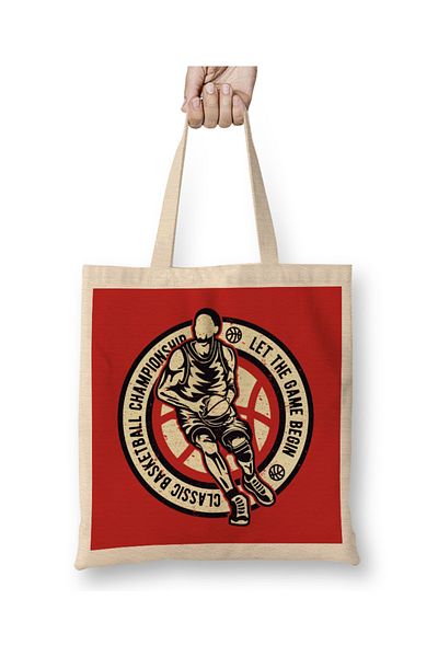 Baskı Dükkanı Classic Basketball Championship Let The Game Begin Tote Bag Long Handle