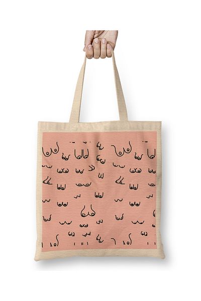 Baskı Dükkanı Geantă din pânză Boobies Funny Boobs cu mâner lung