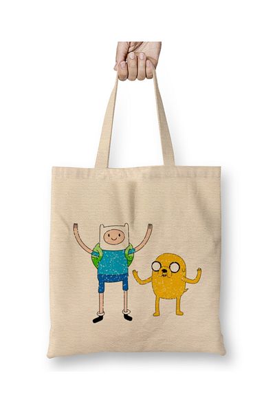 Baskı Dükkanı Υφασμάτινη τσάντα γιορτής Finn And Jake Snowfall με μακριά λαβή