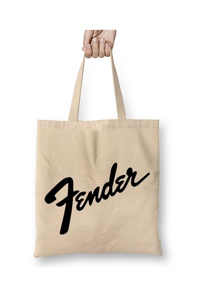 Baskı Dükkanı Fender Music Bass Guitar Logo Cloth Bag Long Handle