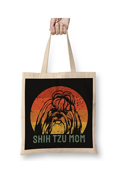 Baskı Dükkanı Shih Tzu - Shih Tzu Mom Cloth Torba Dugačka Sa ručkom