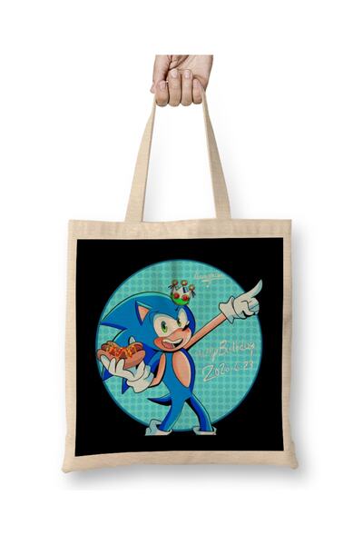 Baskı Dükkanı Sonic Happy Birthday Бавовняна сумка з довгими ручками