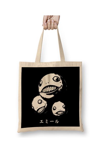 Baskı Dükkanı Υφασμάτινη τσάντα Nier Automata Emil Heads με μακριά λαβή