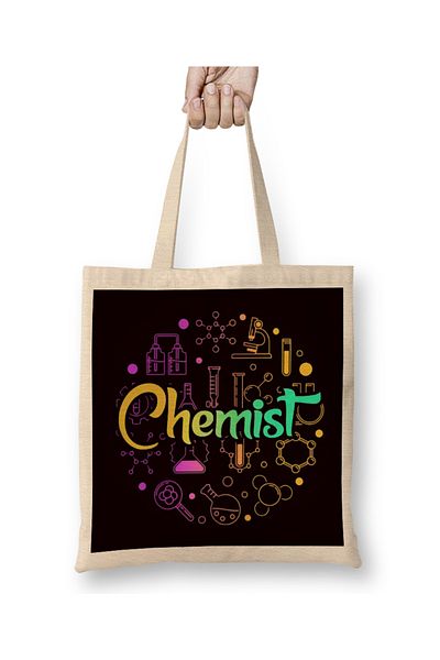 Baskı Dükkanı Chimist Scientist Laborator Chimie Știință Farmacist Geantă din pânză Mâner lung
