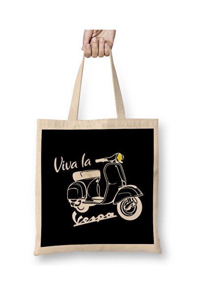 Baskı Dükkanı Viva La Vespa kružna tkanina Torba duga Sa ručkom