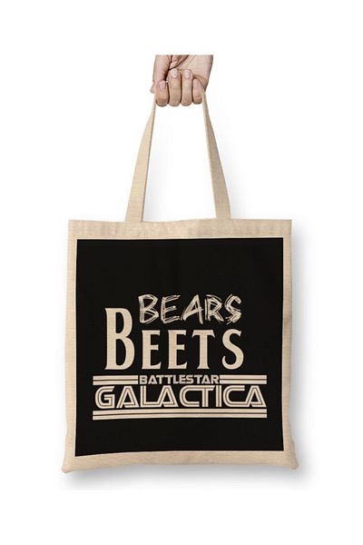 Baskı Dükkanı Bears Beets Battlestar Galactica 01 υφασμάτινη τσάντα μακριά λαβή