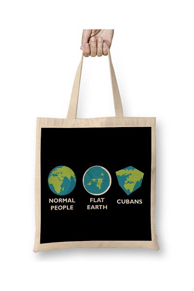 Baskı Dükkanı Earth Shapes Normal Flat Cuban Flat Earth υφασμάτινη τσάντα με μακριά λαβή