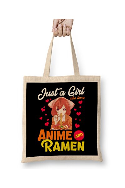 Baskı Dükkanı Slatka, samo devojka koja voli anime i ramen, torba za hranu To...