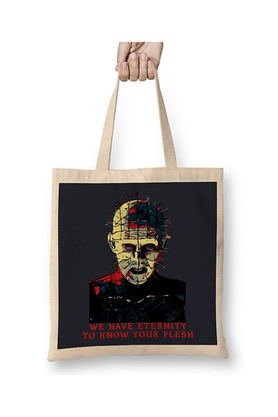 Baskı Dükkanı Hellraiser Pinhead Eternity Quote υφασμάτινη τσάντα με μακριά λαβή