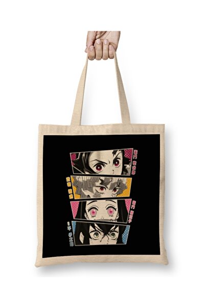 Baskı Dükkanı Demon Slayer Heroes Tote Bag Long Handle