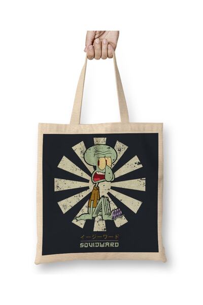 Baskı Dükkanı Squidward retro japanska tkanina Torba duga Sa ručkom