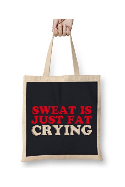 Baskı Dükkanı Znoj je samo masnoća koja plače, tkanina Torba duga Sa ručkom