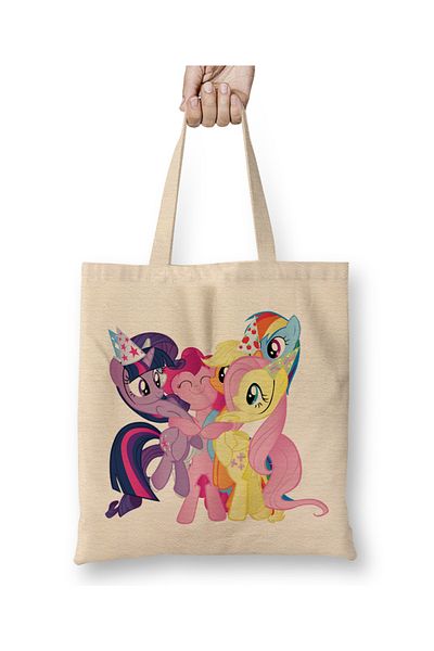 Baskı Dükkanı Geantă din pânză pentru ziua de naștere My Little Pony cu mâner lung