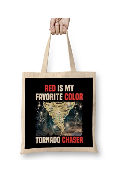 Baskı Dükkanı Crvena je moja omiljena boja Tornado Chaser meteorološka tkanin...