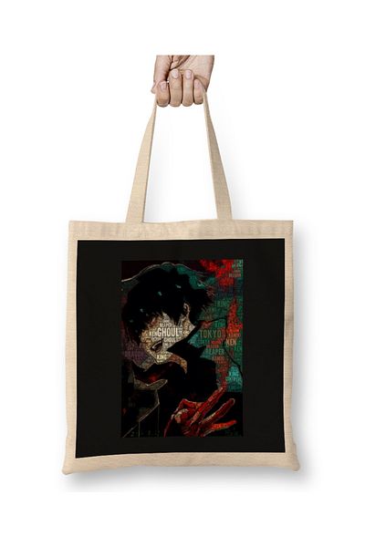 Baskı Dükkanı Geantă din pânză Ken Kaneki Tokyo Ghoul 01 cu mâner lung