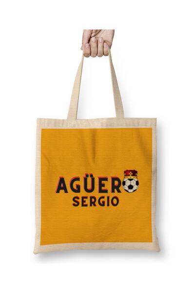 Baskı Dükkanı Sergio Agüero umetnički poklon platno Torba dugo Sa ručkom