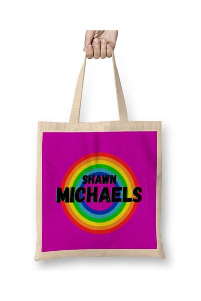 Baskı Dükkanı Shawn Michaels- Vintage Retro Rainbow Style Warriors Design Wrestlers-Geantă din pânză cadou cu mâner lung